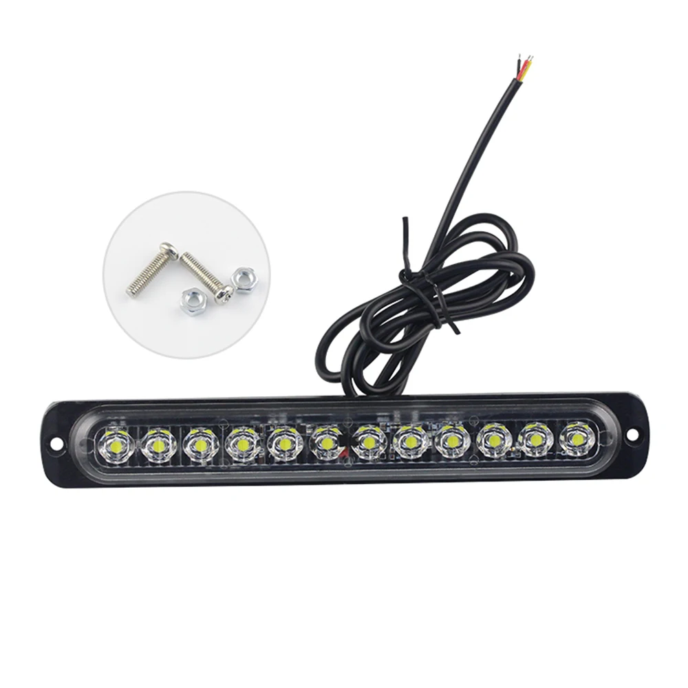 

12x Car Truck Strobe Flash Light Strip Side Lamp Bar Ultra Thin 36W White 12-LED