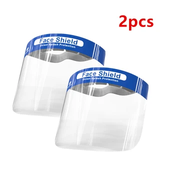 

2pcs Facial Protective Mask Full Covering Face Shield Anti Droplet Saliva Mask Hat Transparent Eyes Protection Visor Antiviral