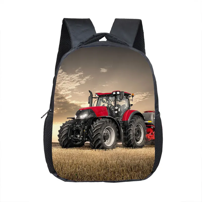 12 Inch Farm Tractor Print Children School Bags Boys Girls Kindergarten