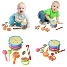 Новинка 5 шт./компл. детские Нескользящие носки для маленьких детей, развивающий, образовательный игрушечный Детские барабаны Погремушки колокольчик Игрушка