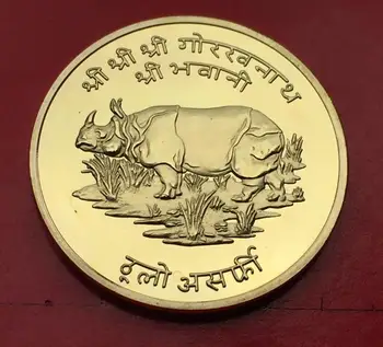 

30mm Nepal Indian Rhino Animal Asia Metal Coin gold Plated Commemorative Coin Badge medal for collection Arts Gifts Souvenir