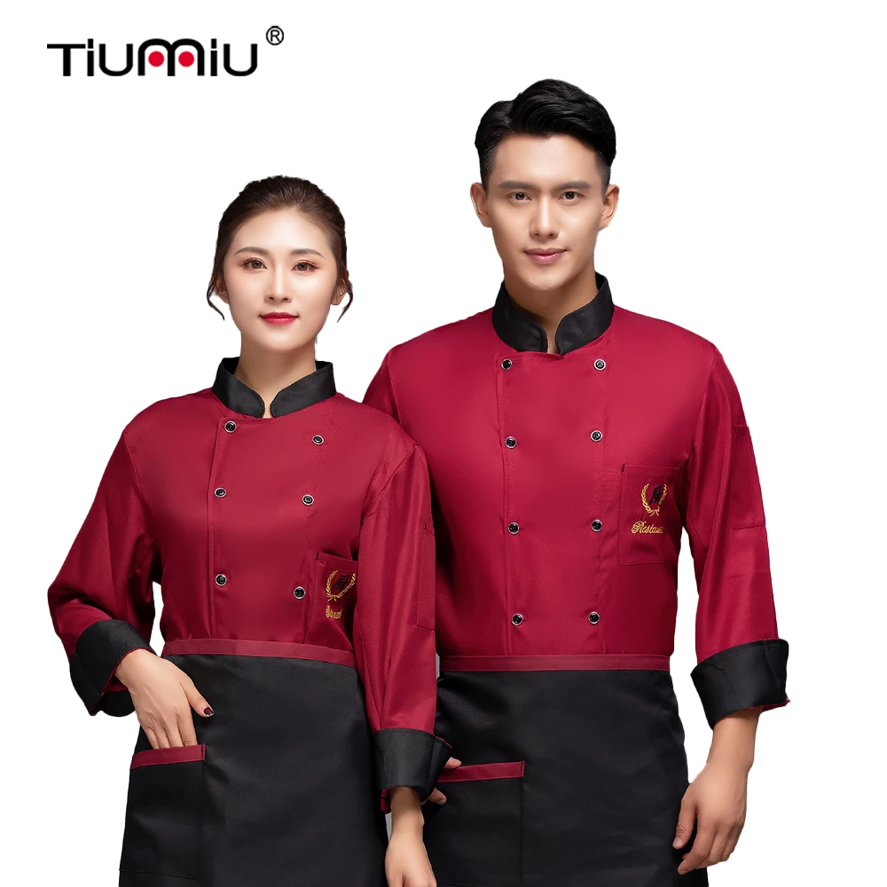 

Long Sleeve Chef Uniform Restaurant Kitchen Cooking Coat Apron Hat Bakery Barista Catering Food Service Waiter Chef Jacket
