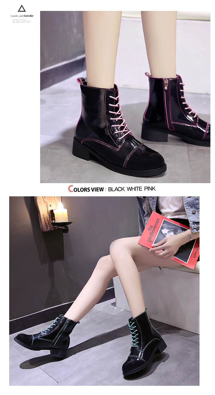 Shoes Riding Boots Bootee Woman Low Heels booties Lace Up Booties Ladies Luxury Designer Martins For Women Round Toe Mid