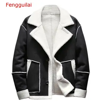 

Fengguilai Autumn And Winter Men Coat Warm Casual Waterproof Jacket Loose Sling Sleeves Thick Wool Sneakers Baseball Jacket