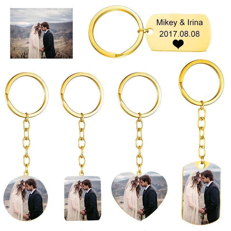 

Custom Photo Name Keychain Personalized Printed Text Photo Customized Bag Wallet Keychains for Women Boyfriend Gift Key Ring