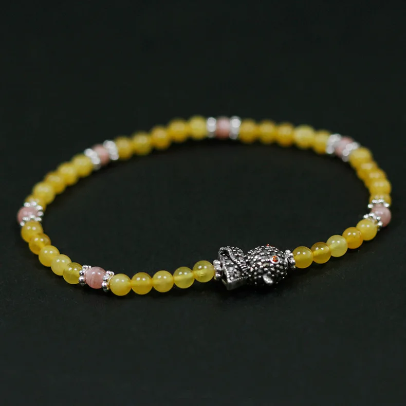

Acecare 925 sterling silver jewelry wholesale handmade beaded amber uniform code elastic bracelet female hand ornaments