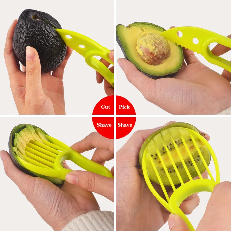 

3 In 1 Avocado Slicer Shea Corer Butter Fruit Peeler Cutter Pulp Separator Plastic Knife Kitchen Vegetable Tools Home Accessory