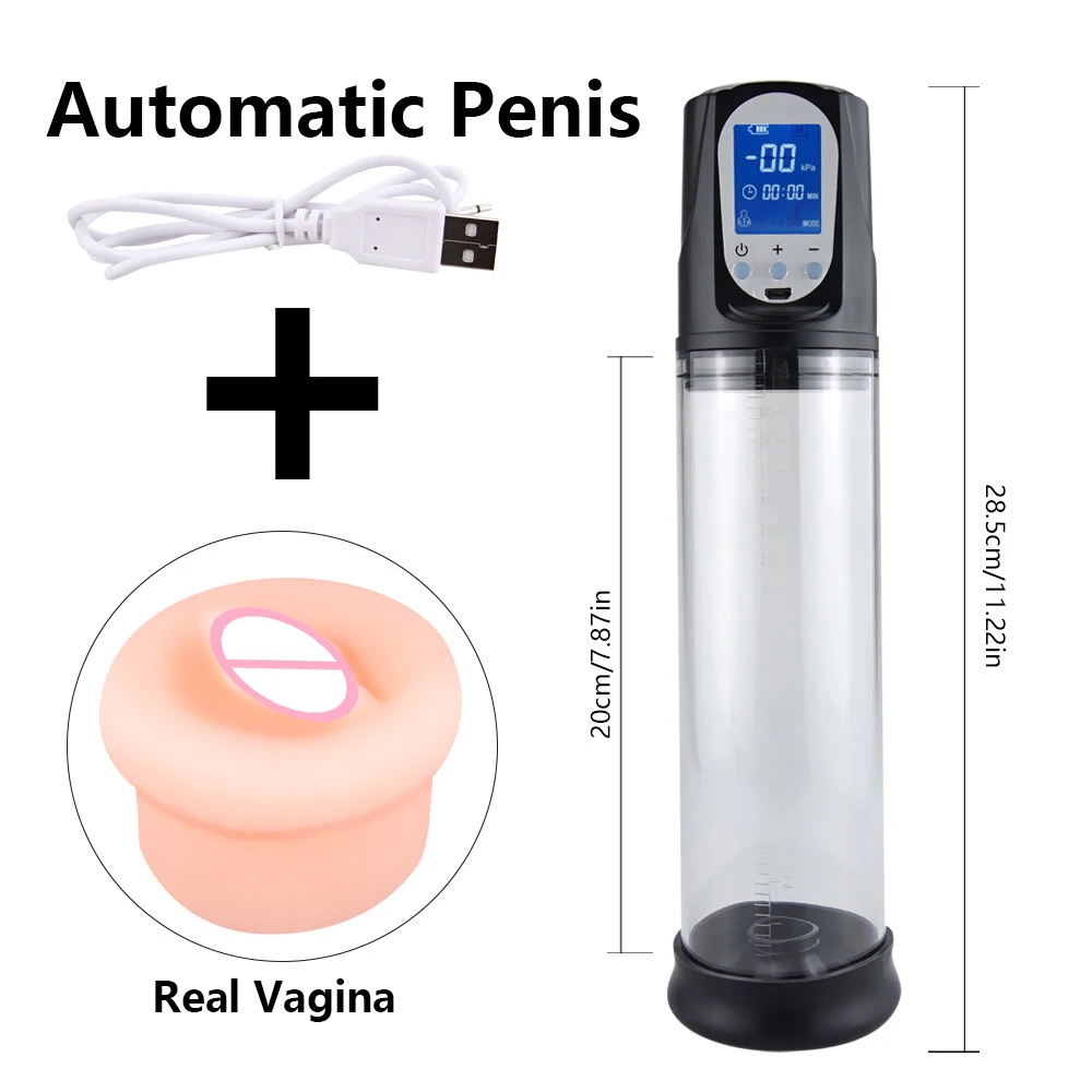 Penis Enlarger Pump with real Vagina, sex toys for men, Automatic Vacuum Pump long last erection Penis enhancer cock Extender