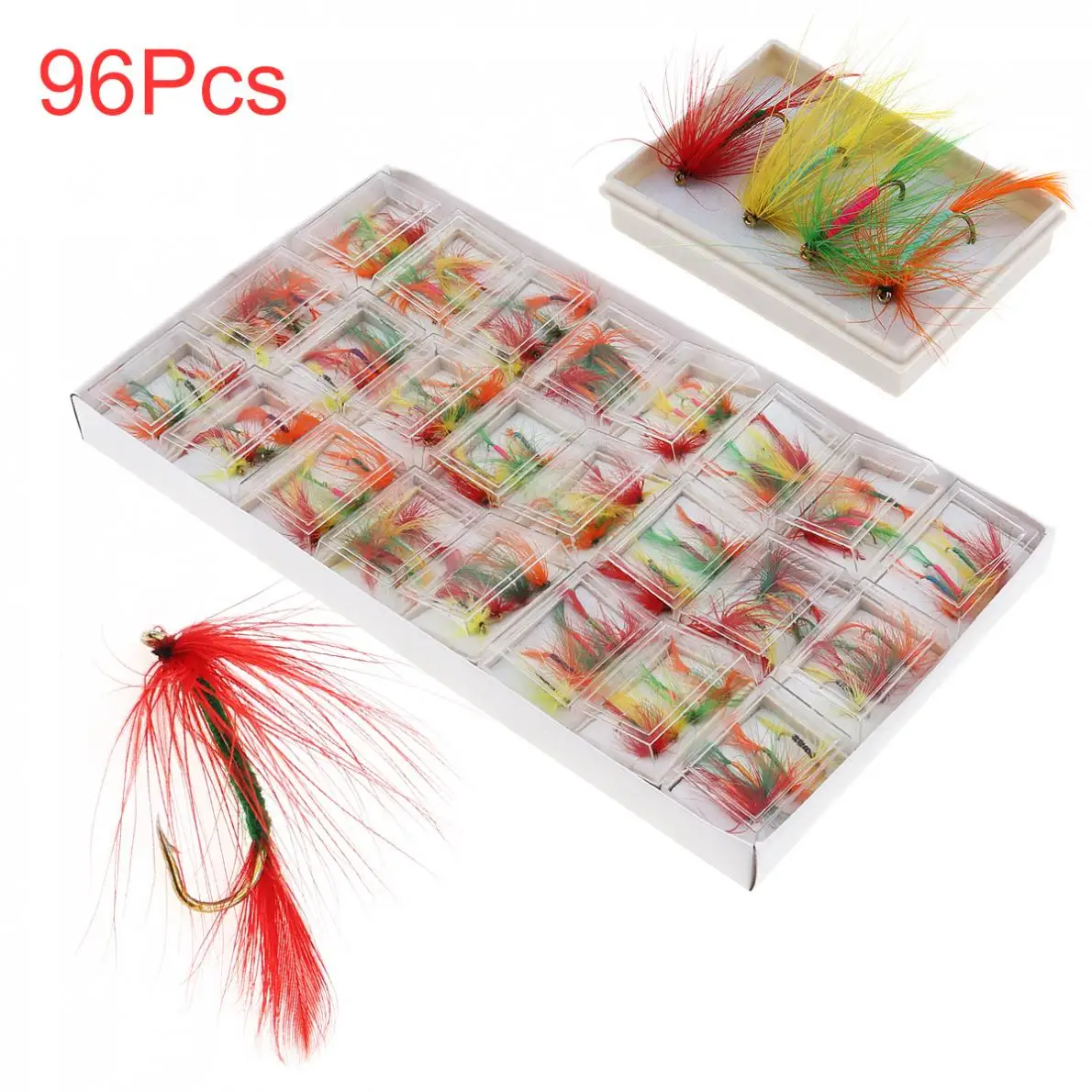 96 шт./компл. приманки из высокоуглеродистой стали для сухой ловли нахлыстом