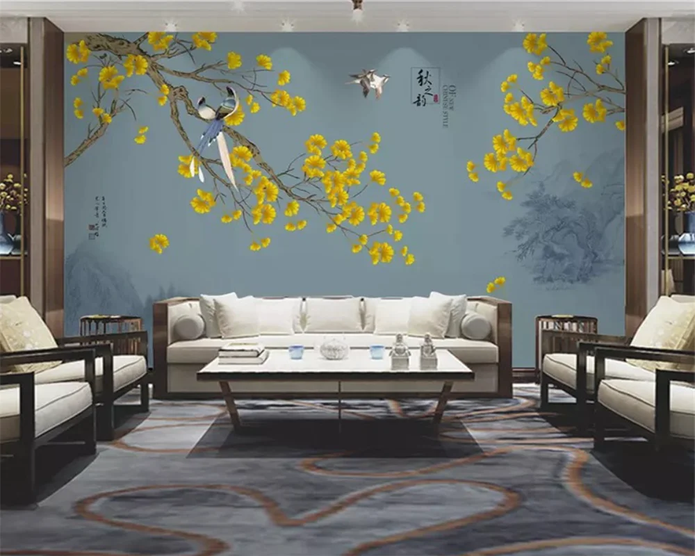 

beibehang Customize modern Chinese style flower and bird TV background bedroom living room wallpaper wall papers home decor