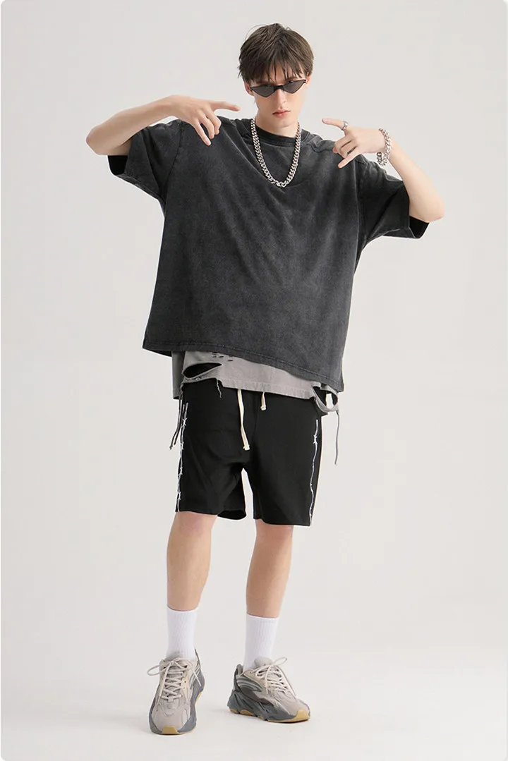 athletic apparel manufacturers oversized stereo barge stoned washed tshirt