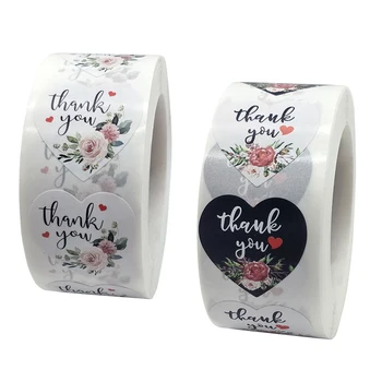 

Flower Thank You Sticker Floral Wedding Seal Label Roll Christmas Decoration 500pcs for Coming Party Envelope Stationery Sticker