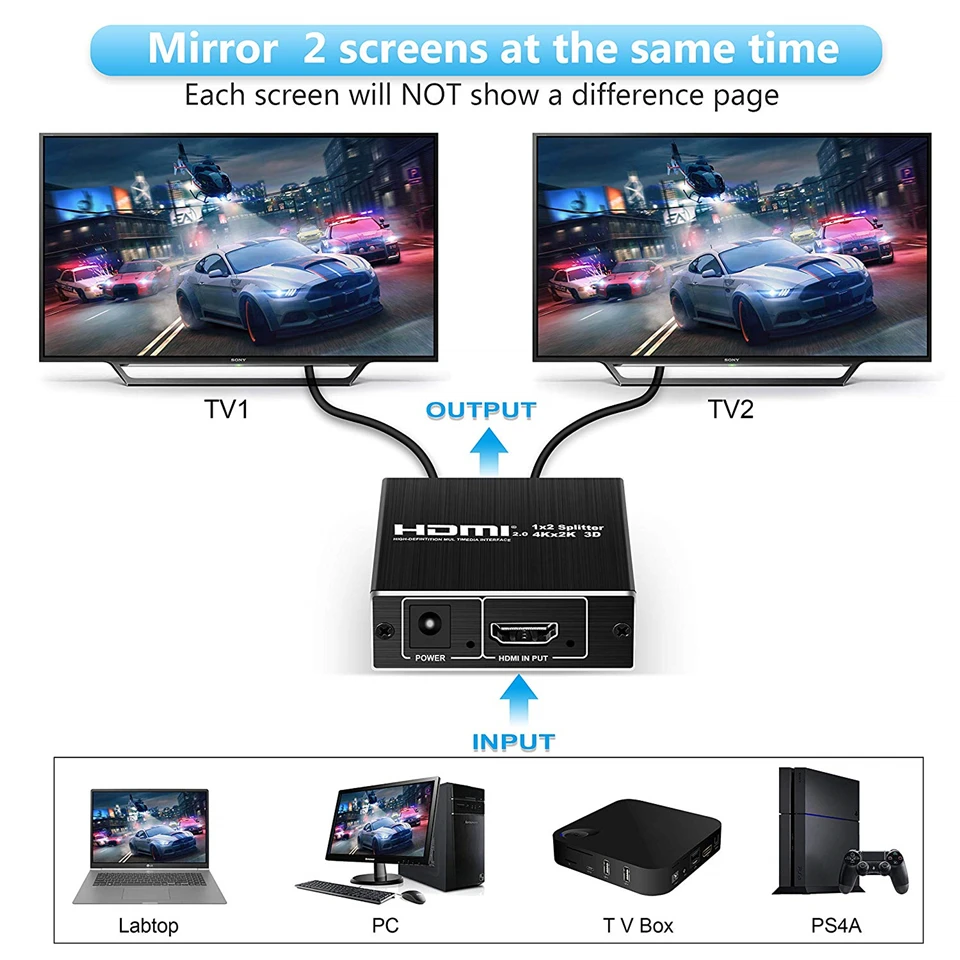 2020 лучший разветвитель 4K 60 Гц UHD HDMI 2 0 1x2 с поддержкой HDCP 1 4 HDR HDMI2.0 для PS4|Кабели HDMI| |
