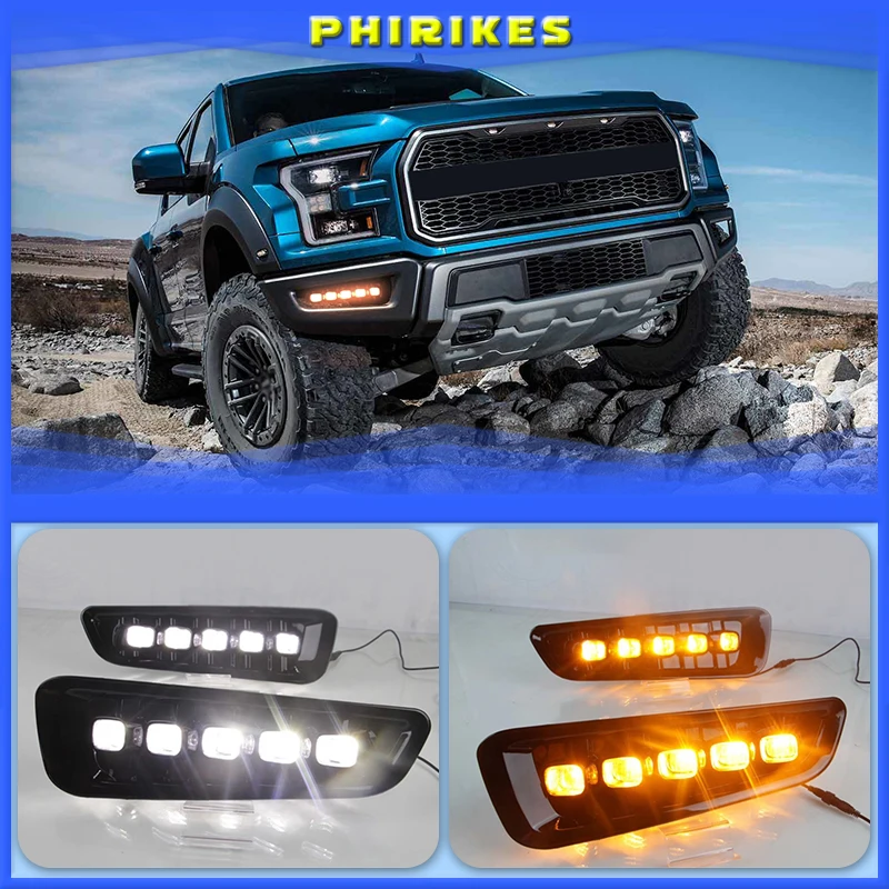 

1 комплект, светодиодные дневные ходовые огсветильник для Ford F150 Raptor SVT 2016 2017 2018
