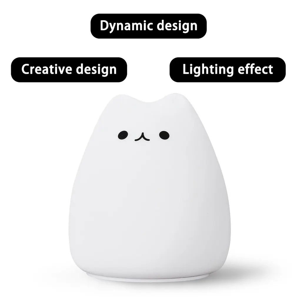 Creative LED Lovely Cute Clever Cat Battery Night Light Home Decoration Atmosphere Eye Protection Touch Lamp Sale