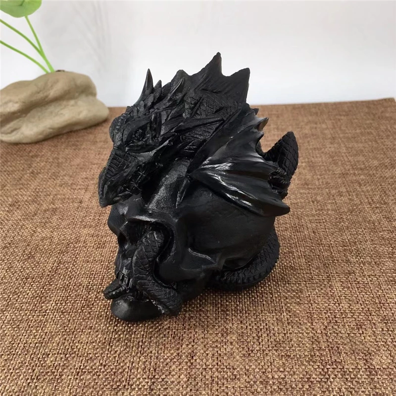 

Black obsidian Natural Stone Carved Dragon Skull Figurine Carving Chakra Healing quartz Reiki Gifts For Kids