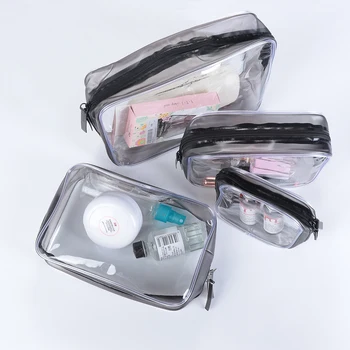 

1PC PVC Transparent Zipper Cosmetic Bag For Women Travel Waterproof Wash Toiletry Bags Travel Makeup Organizer Case