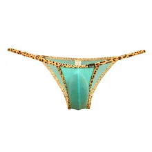 Ультра-тонкий классный шелк бесшовные с низкой талией мужские трусы с леопардовым принтом Необычные полупрозрачные сексуальные удобные трусы-брифы бандаж