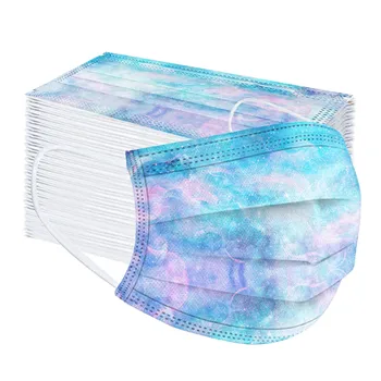 

100pcs Adult Mask Face Fashion Disposable Face Mask Adult Tie-dye Gradient Printed Three-layer Windproof Mascarillas Mascarilla