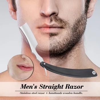 

Straight Razor Stainless Steel Folding Shaving Tool Handmade Wooden Scale Shaving Razor Moustache Beard Hair Removal Tools