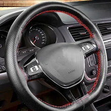 DIY автомобильные кожаные чехлы на руль для VW Golf 6 4 5 7 MK 3 4 оплетка на авто крышка рулевого колеса с иглой и резьбой