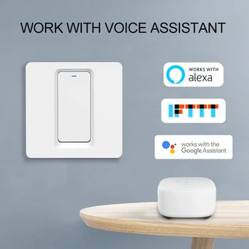 

ZigBee 1/2/3-gang Wall-Light Push-Switch Voice-Control Wifi Standard Work with Alexa and Google Assistant ,Single FireWire
