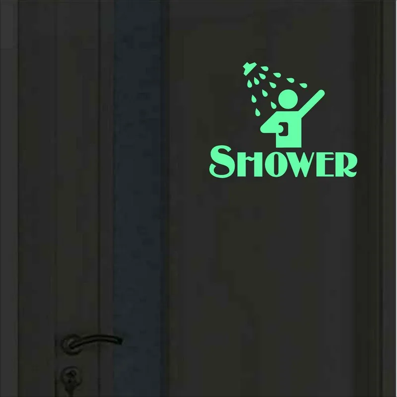Funny Shower Room Door Sticker Glow in the Dark Bathroom Sign Wall Decal Toilet Washing Room Bath Room DIY Luminous Decoration Funny Shower Room Door Sticker Glow in the Dark Bathroom Sign Wall Decal Toilet Washing Room Bath Room DIY Luminous Decoration