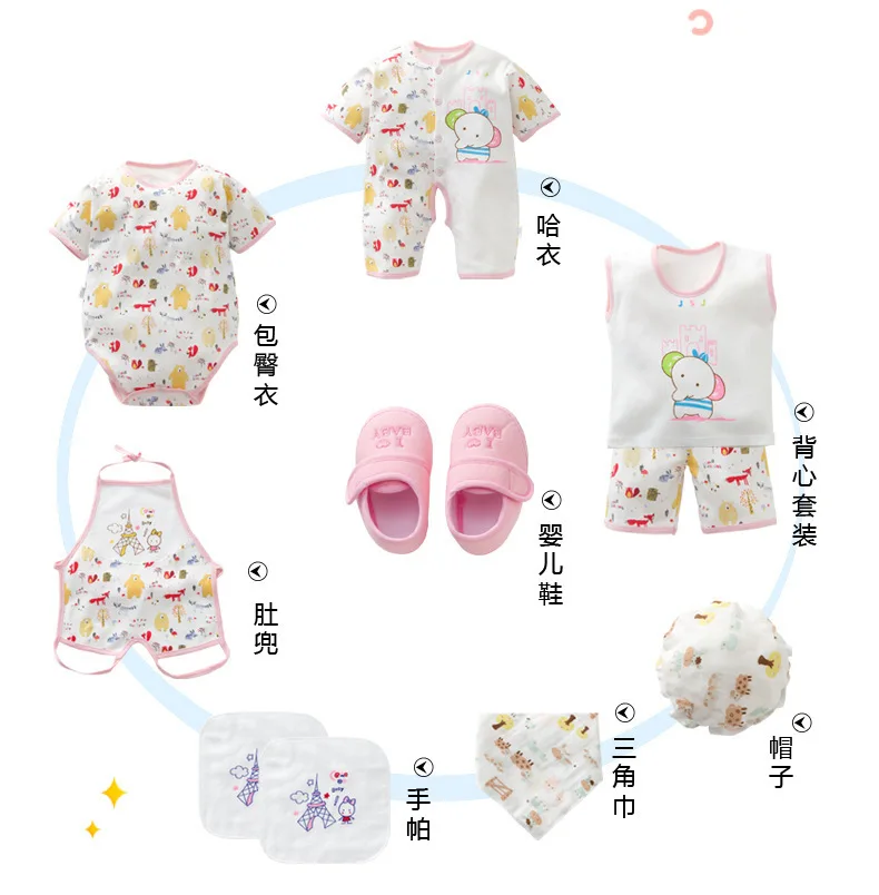 Одежда для малышей, летний подарочный набор для новорожденных 0-6 месяцев, первый месяц рождения ребенка