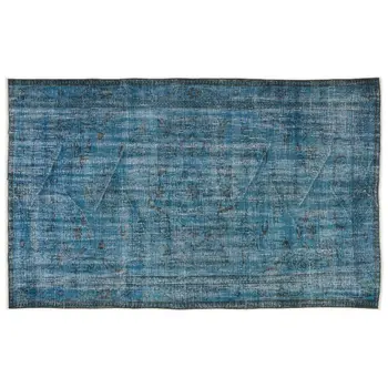 

Handmade Turquoise Vintage Overdyed Turkish Area Rug 160x262 Cm-5'3''X8'7''