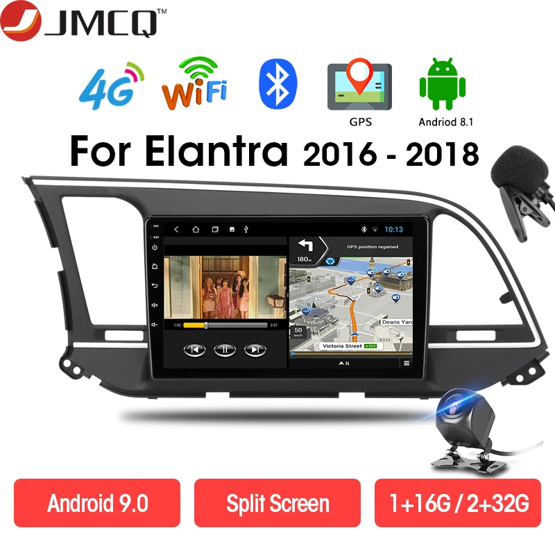 Автомобильный мультимедийный плеер JMCQ для Hyundai Elantra 2016 2018 9 дюймов 2 Din Android 8 1 HD ГБ +