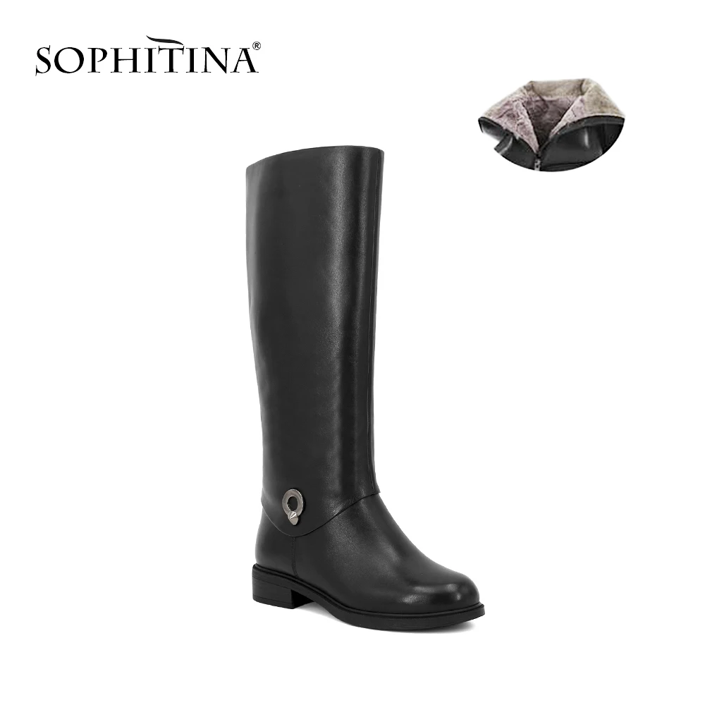 SOPHITINA/Женские сапоги на осень и зиму с широким голенищем. Удобная теплая обувь из