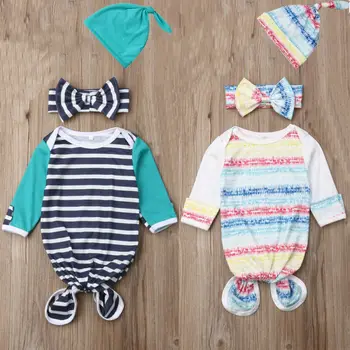 

3PCS Newborn Kids Baby Sleeping Bags Blanket Swaddle Wrap Sleep Bag+Hat Outfits Set 3-24 months