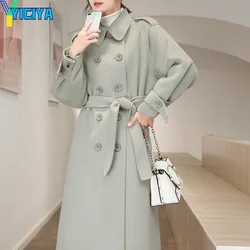 Yiciya casaco de lã feminino estilo coreano solto casaco de lã harajuku senhoras casaco de outono com cashmere casaco longo feminino casacos de inverno