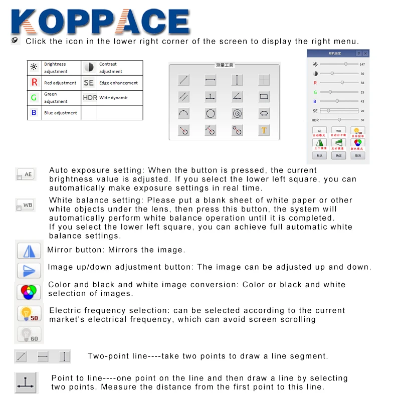 KOPPACE 2 миллиона пикселей 24X 215X электронный измерительный микроскоп HD 1080P 60FPS HDMI