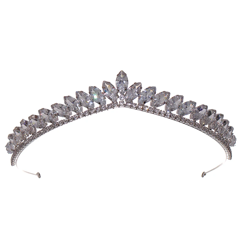 Mode Zirkon Braut Kopfschmuck Frauen Geburtstags feier Strass Krone Silber Kristall Hochzeit Krone Haarschmuck – Detail 5