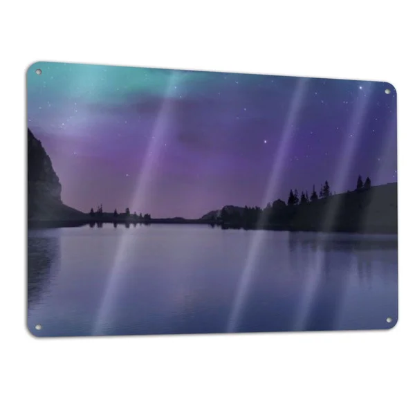 Ретро жестяной знак винтажный металлический Aurora Borealis ночное небо звезды