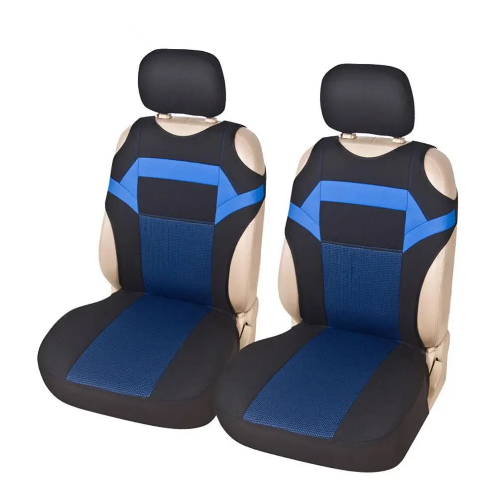 Комплект из 2 предметов, универсальные чехлы для сидений автомобиля, сетчатая губка, аксессуары для интерьера, футболка, дизайн, чехол для переднего сиденья автомобиля/грузовика/Va - Название цвета: Blue