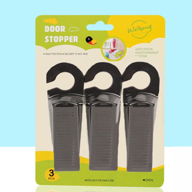 3 шт./компл. двери клиновидная резиновый Фиксатор двери Doorstops пол Дети Защитный кожух пальцезащитный с одной главной балкой с крючком - Цвет: black