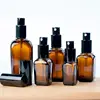 5pcs 10ml 20ml 30ml 50ml 100ml Square Amber Glass Dropper/Spary/Lotion Bottles Essential Oil Bottles With Glass Pipettes Jars 3