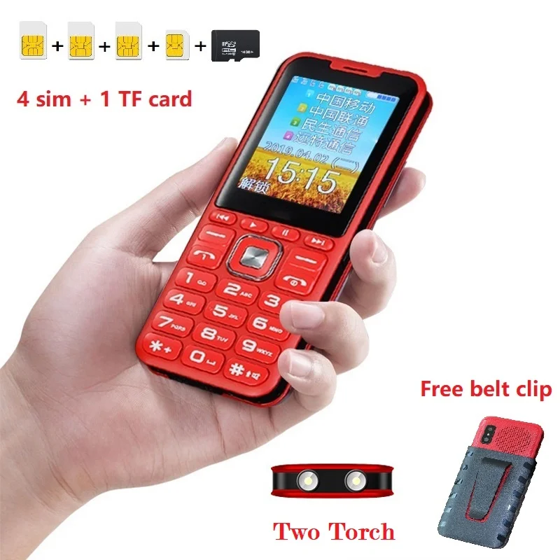 Cambiador de voz mágico para teléfono móvil Quad Sim, cargador de batería con sonido grande SOS, esfera rápida, Bluetooth, cámara de dos sopletes, funda gratuita