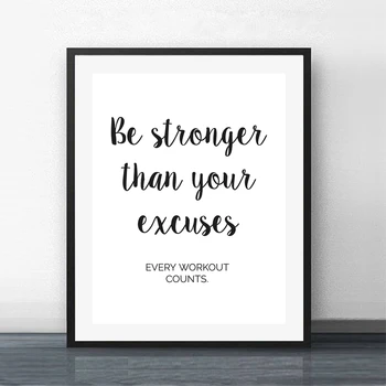 

Gym Exercise Workout Quote Print Fitness Motivational Wall Art Poster Canvas Painting Black White Picture Gym Wall Decoration
