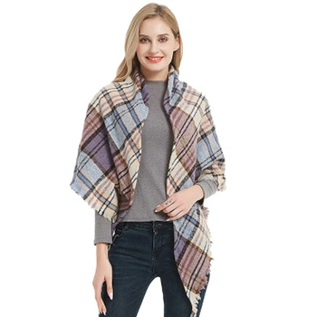 

Fashion Plaid Square Scarf Ladies Scarf Triple-Cornered Scarf Wrapped Neck Warm Scarf Plaid Shawl