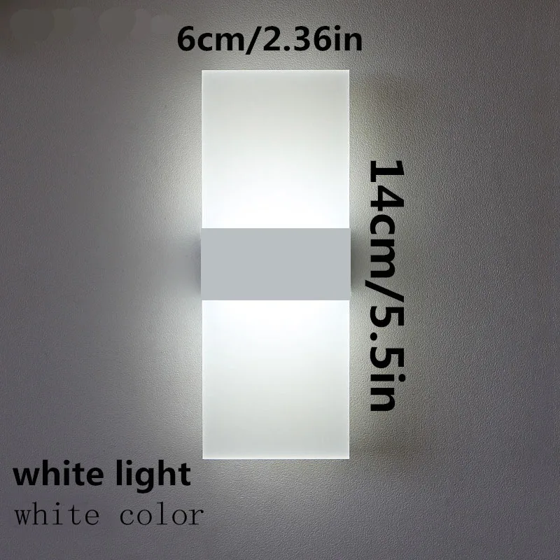 Светодиодный настенный светильник Arandela Лофт светильник Abajur аппликация Мураль Wandlamp ванная комната черный белый светильник акриловые настенные светильники - Цвет абажура: 14X6cm white light