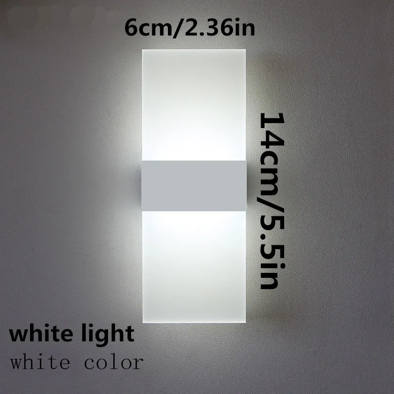 14X6cm white light Светодиодный настенный светильник Arandela Лофт светильник Abajur аппликация Мураль Wandlamp ванная комната черный белый светильник акриловые настенные светильники - Цвет абажура: 14X6cm white light