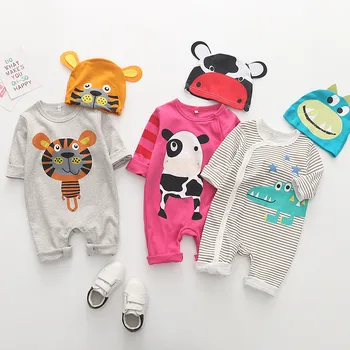 

0-12M Newborn Clothes Infant Jumpsuit Cotton Tollder Kids Costume Panda Baby Boy Rompers Animal Style Infant Romper+hat Baby