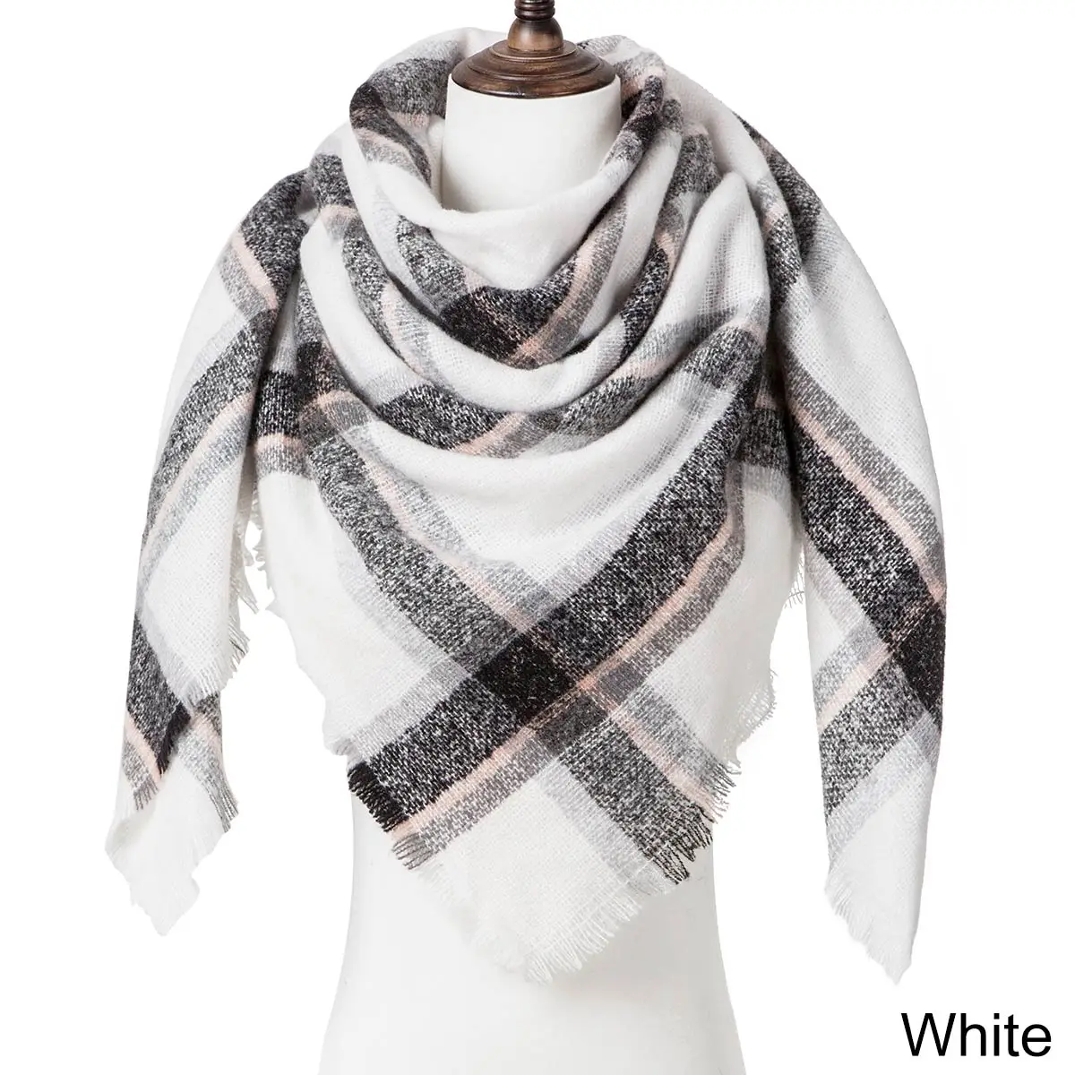 Модный зимний шарф для женщин, зимний теплый шарф, шаль, Женский клетчатый треугольный шарф, аксессуары для одежды, шаль 182*129*129 см - Цвет: 7
