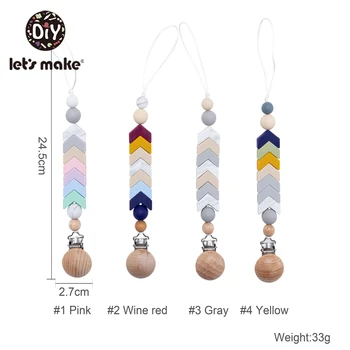 

Let's Make 1PC Food Grade Silicone Teether Wooden Teether Arrow Pacifier Clip Soother Baby Gift Teething Dummy Clip Teether