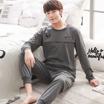 

Spring and Autumn Men's Pure Cotton Long Sleeve Sports Tracksuit Winter Full Men's-Outer Wear Pajamas