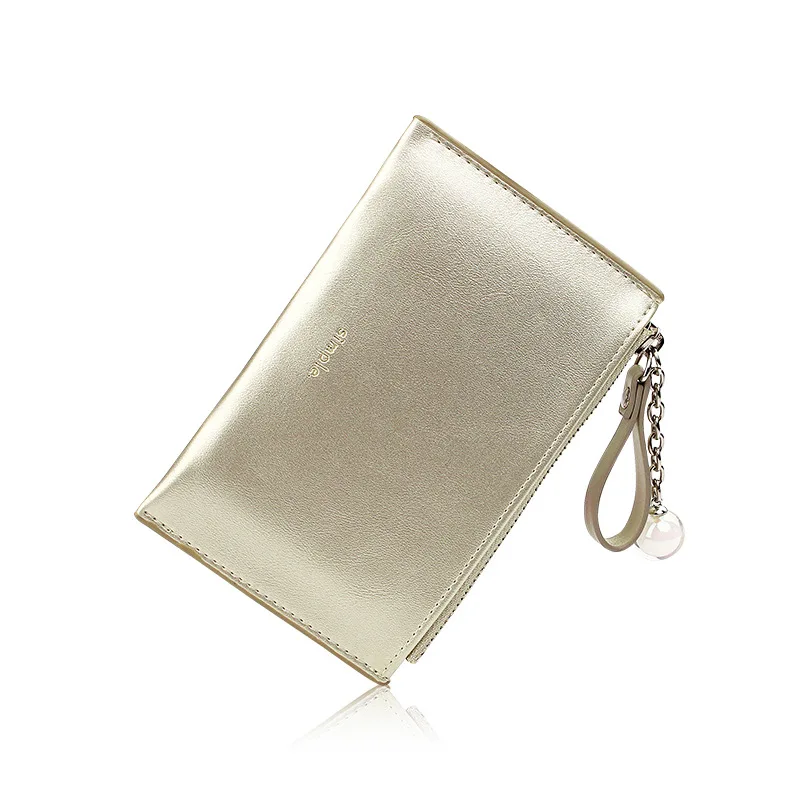 Кожаный женский кошелек мини жемчужный кулон креативный Кошелек для монет - Цвет: Gold