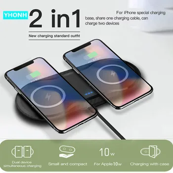 

2 in 1 Dual 10W Qi Wireless Charger For iPhone 11 Pro X XS Max XR Samsung S10 S9 Note 10 9 Fast Wireless Charging Dock Pad